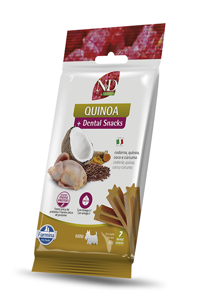 Codorna, Quinoa, Coco e Cúrcuma Petiscos Dentais Mini